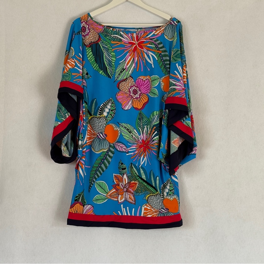 Trina Turk Women's Kimono Poppy Tunic Dress Floral Print Beach Cover Up - Picture 3 of 8